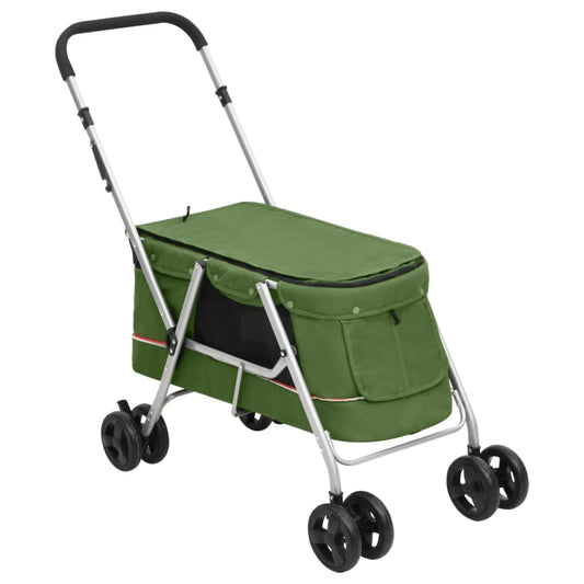 Dog Stroller Green Linen fabric 39.4 x 19.3 x 37.8 in Foldable