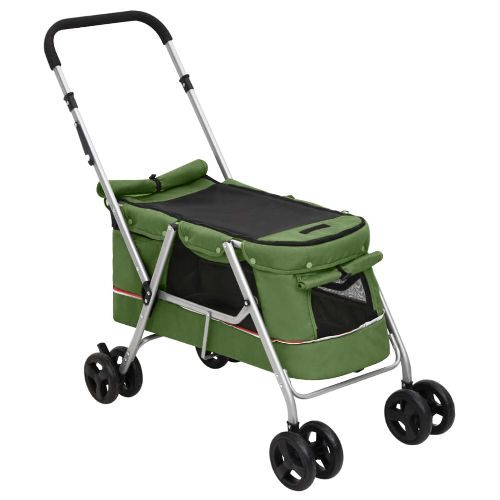 Dog Stroller Green Linen fabric 39.4 x 19.3 x 37.8 in Foldable