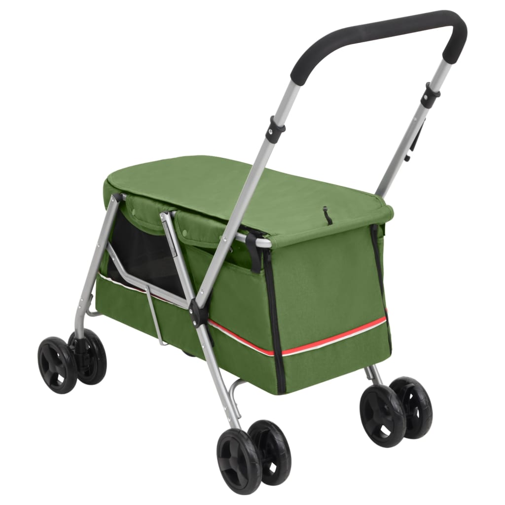 Dog Stroller Green Linen fabric 39.4 x 19.3 x 37.8 in Foldable