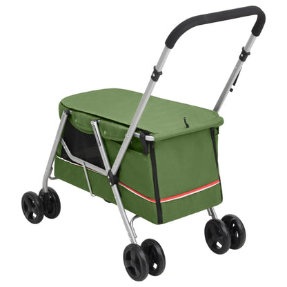 Dog Stroller Green Linen fabric 39.4 x 19.3 x 37.8 in Foldable