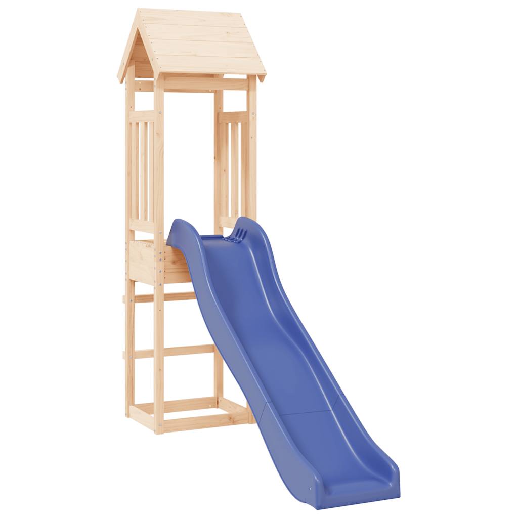 Outdoor Playset Natural Wood, Blue Solid Pine Wood, Polypropylene