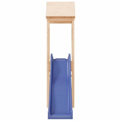 Outdoor Playset Natural Wood, Blue Solid Pine Wood, Polypropylene