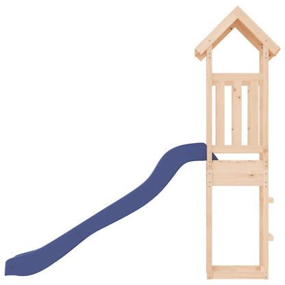 Outdoor Playset Natural Wood, Blue Solid Pine Wood, Polypropylene