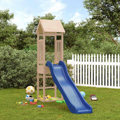 Outdoor Playset Natural Wood, Blue Solid Pine Wood, Polypropylene