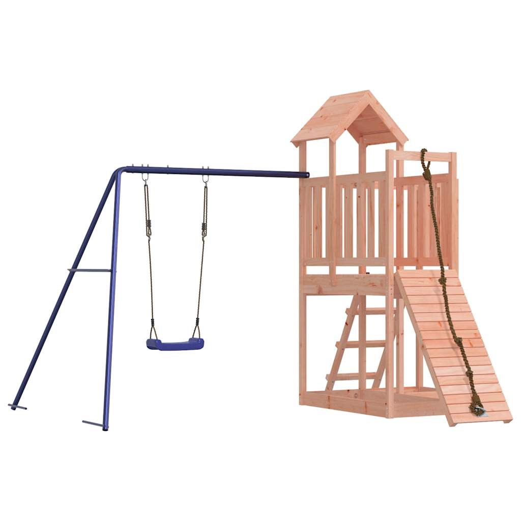 Outdoor Playset Natural Wood and Blue Solid Douglas Fir Wood