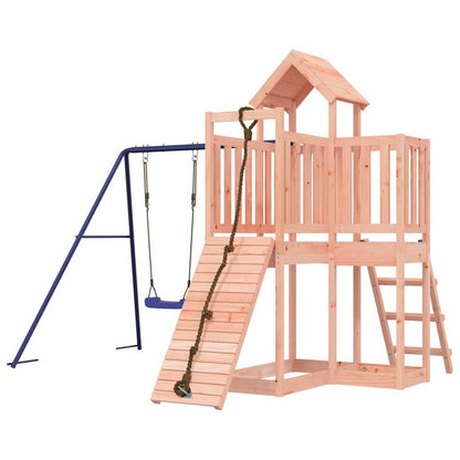 Outdoor Playset Natural Wood and Blue Solid Douglas Fir Wood