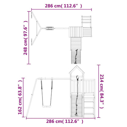 Outdoor Playset Natural Wood and Blue Solid Douglas Fir Wood