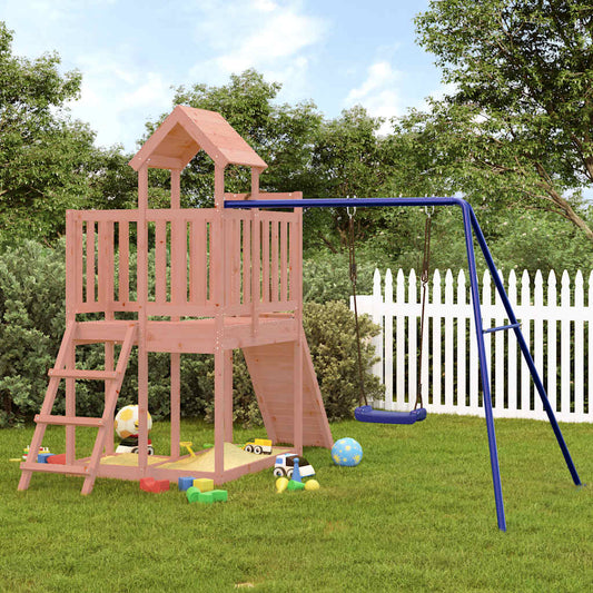 Outdoor Playset Natural Wood and Blue Solid Douglas Fir Wood
