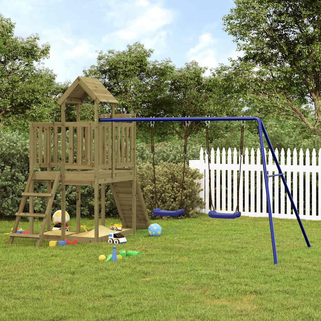 Outdoor Playset Natural Wood Vacuum Pressure Treated Pinewood Large