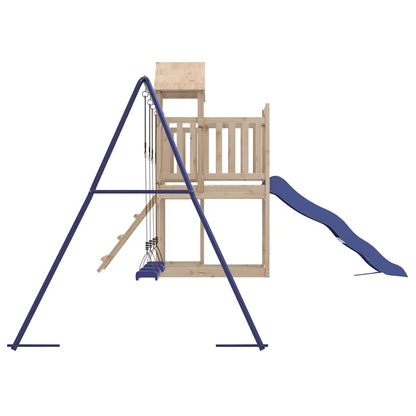 Outdoor Playset Blue and Pine Wood Solid Pine Wood Large Durable