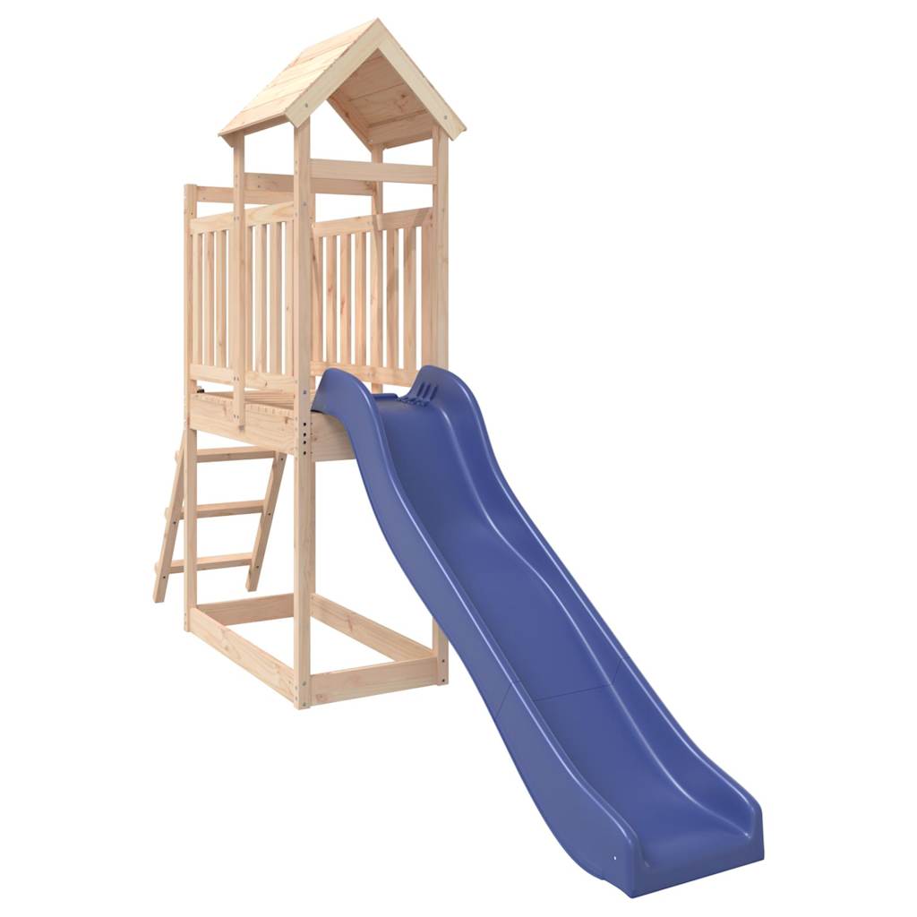 Outdoor Playset Natural wood, Blue Solid Pine Wood, Polypropylene