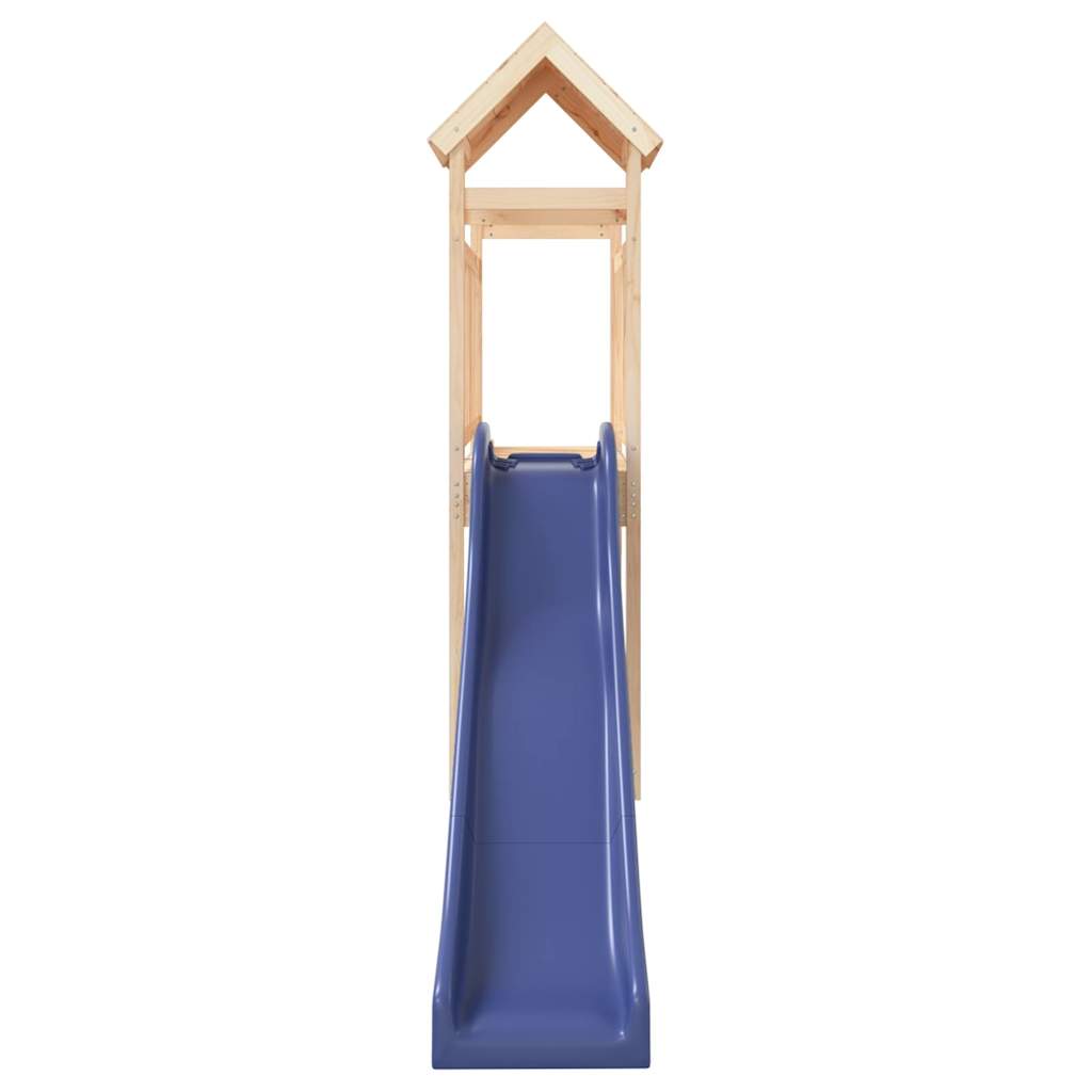 Outdoor Playset Natural wood, Blue Solid Pine Wood, Polypropylene