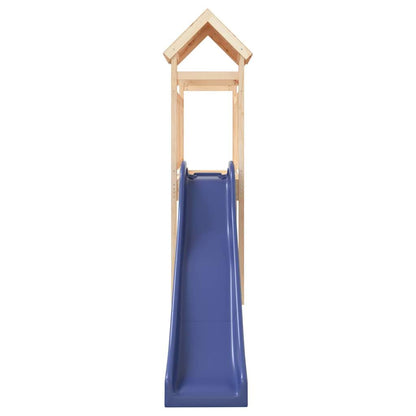 Outdoor Playset Natural wood, Blue Solid Pine Wood, Polypropylene