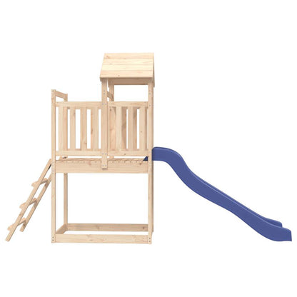 Outdoor Playset Natural wood, Blue Solid Pine Wood, Polypropylene