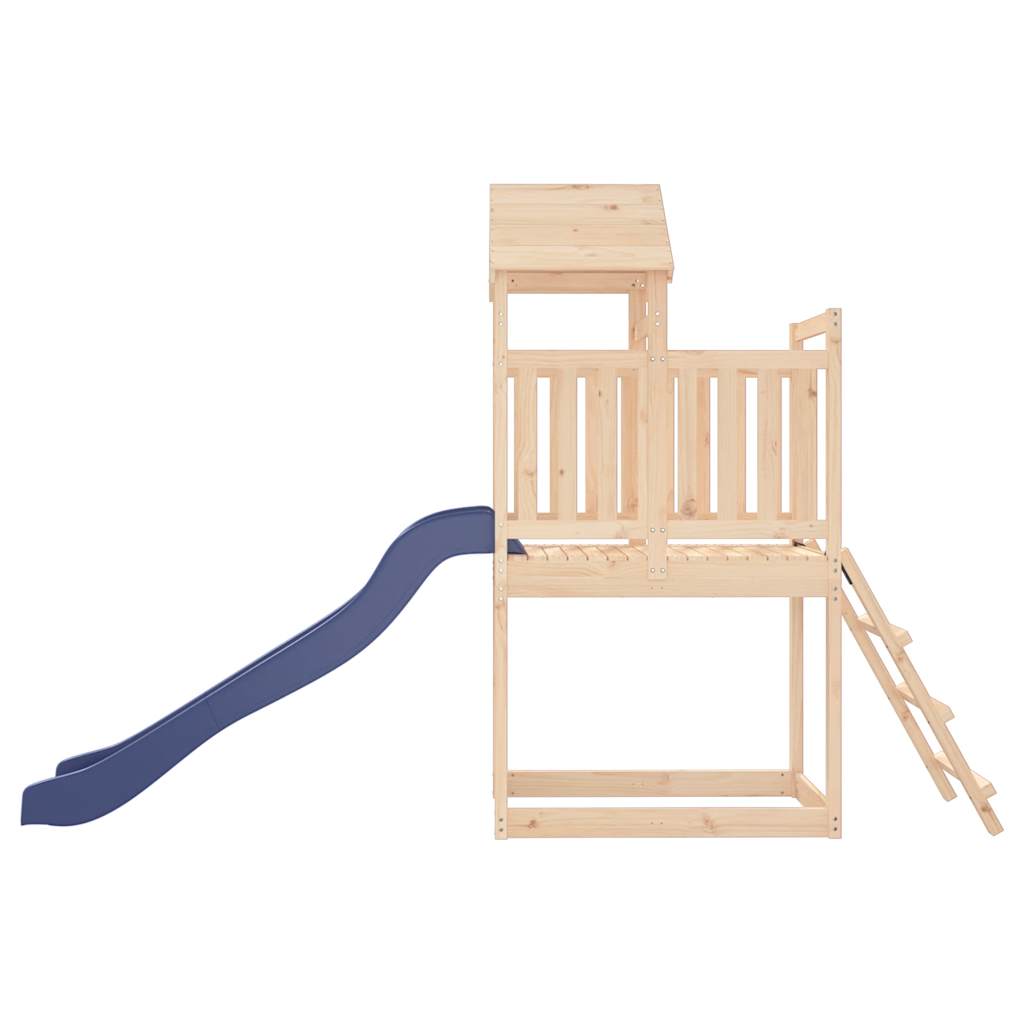 Outdoor Playset Natural wood, Blue Solid Pine Wood, Polypropylene