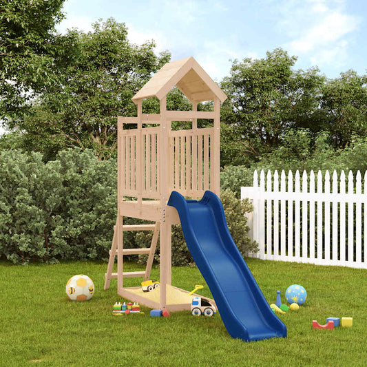Outdoor Playset Natural wood, Blue Solid Pine Wood, Polypropylene