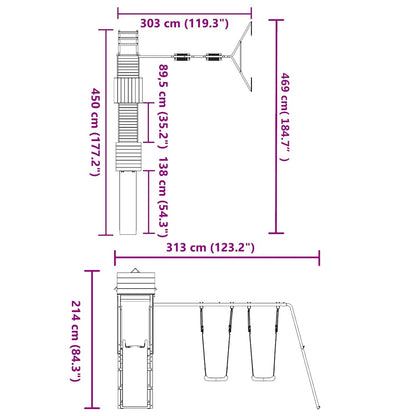 Outdoor Playset Natural Pine, Blue Solid Pine Wood, Polypropylene