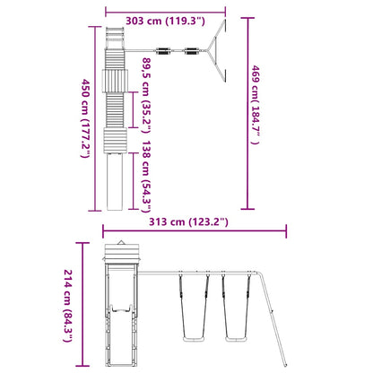 Outdoor Playset Brown Vacuum Pressure Impregnated Pinewood Large