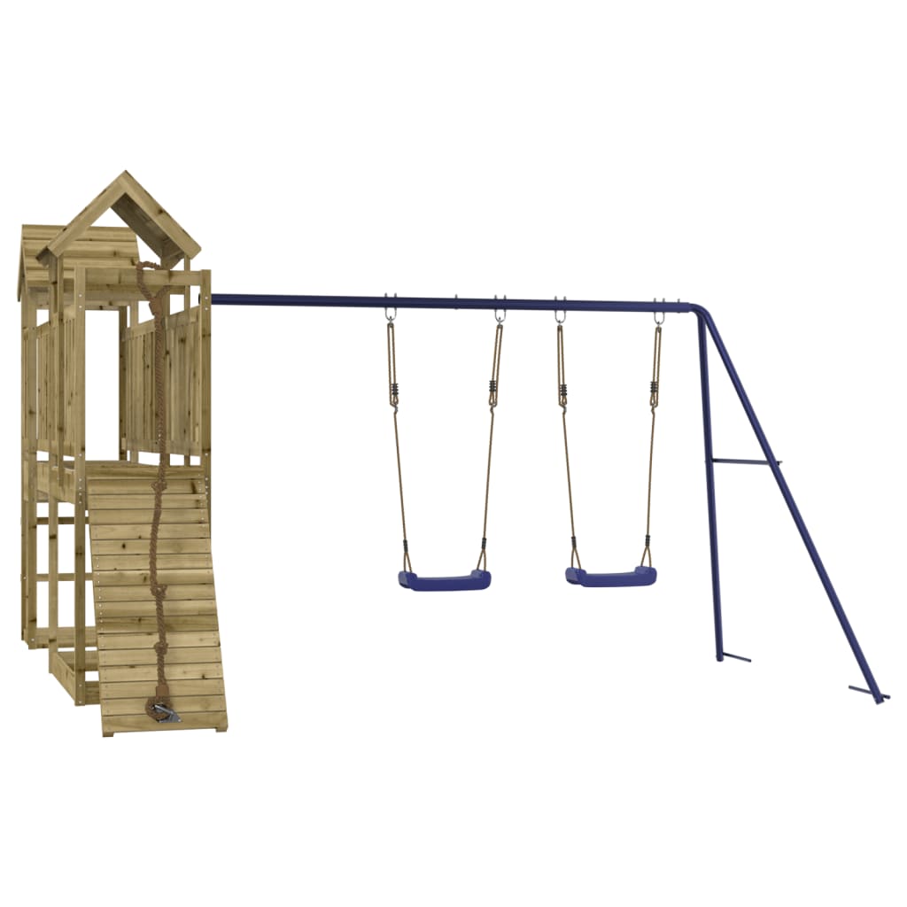 Outdoor Playset Brown, Blue Impregnated pinewood, Polypropylene