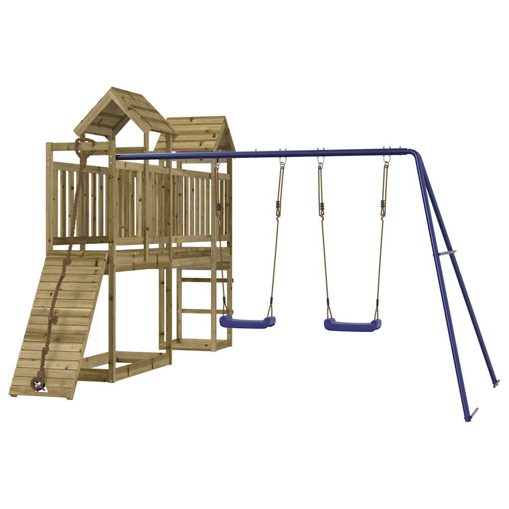 Outdoor Playset Brown, Blue Impregnated pinewood, Polypropylene