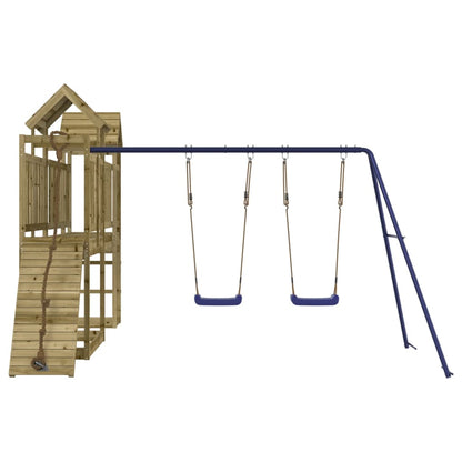 Outdoor Playset Brown, Blue Impregnated pinewood, Polypropylene