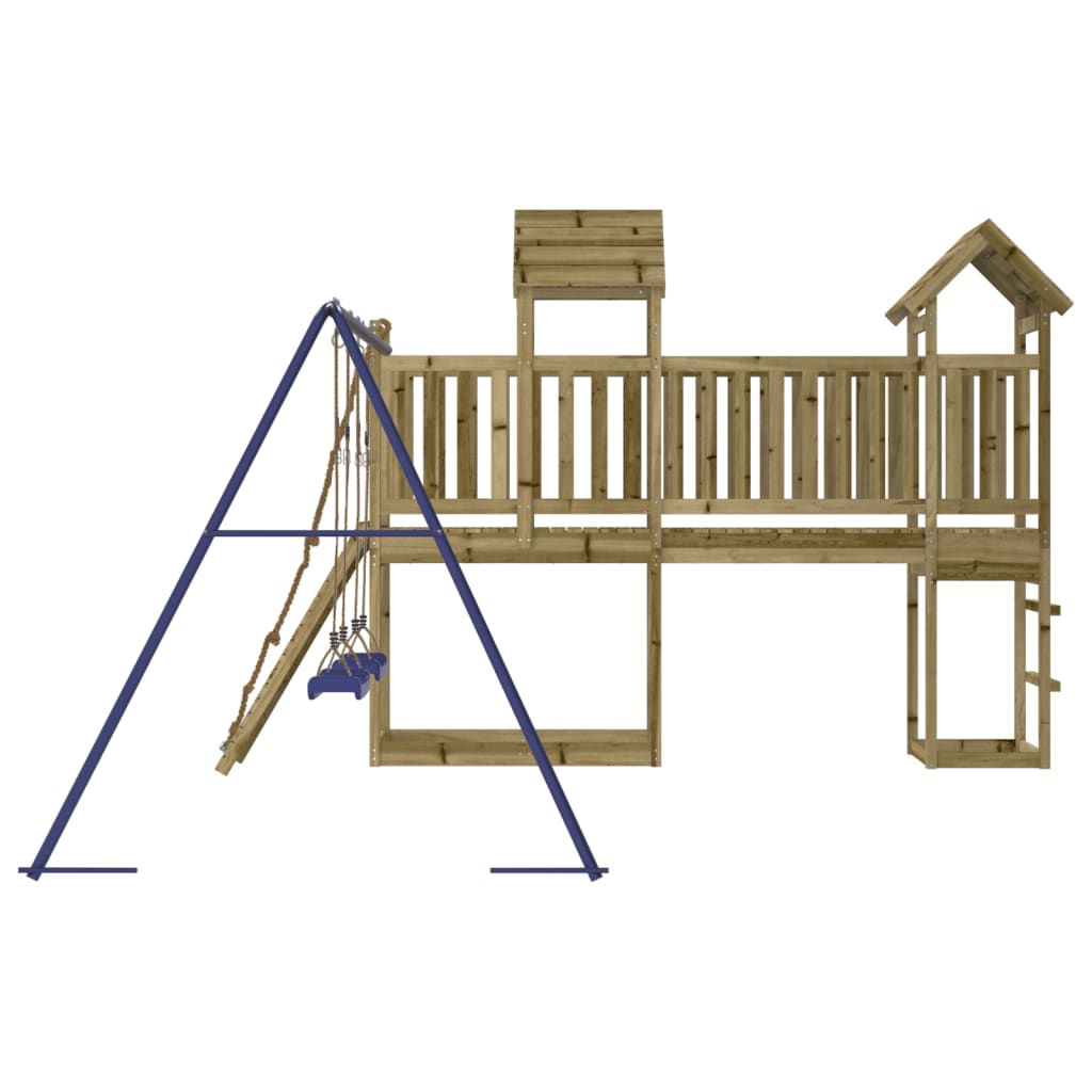 Outdoor Playset Brown, Blue Impregnated pinewood, Polypropylene