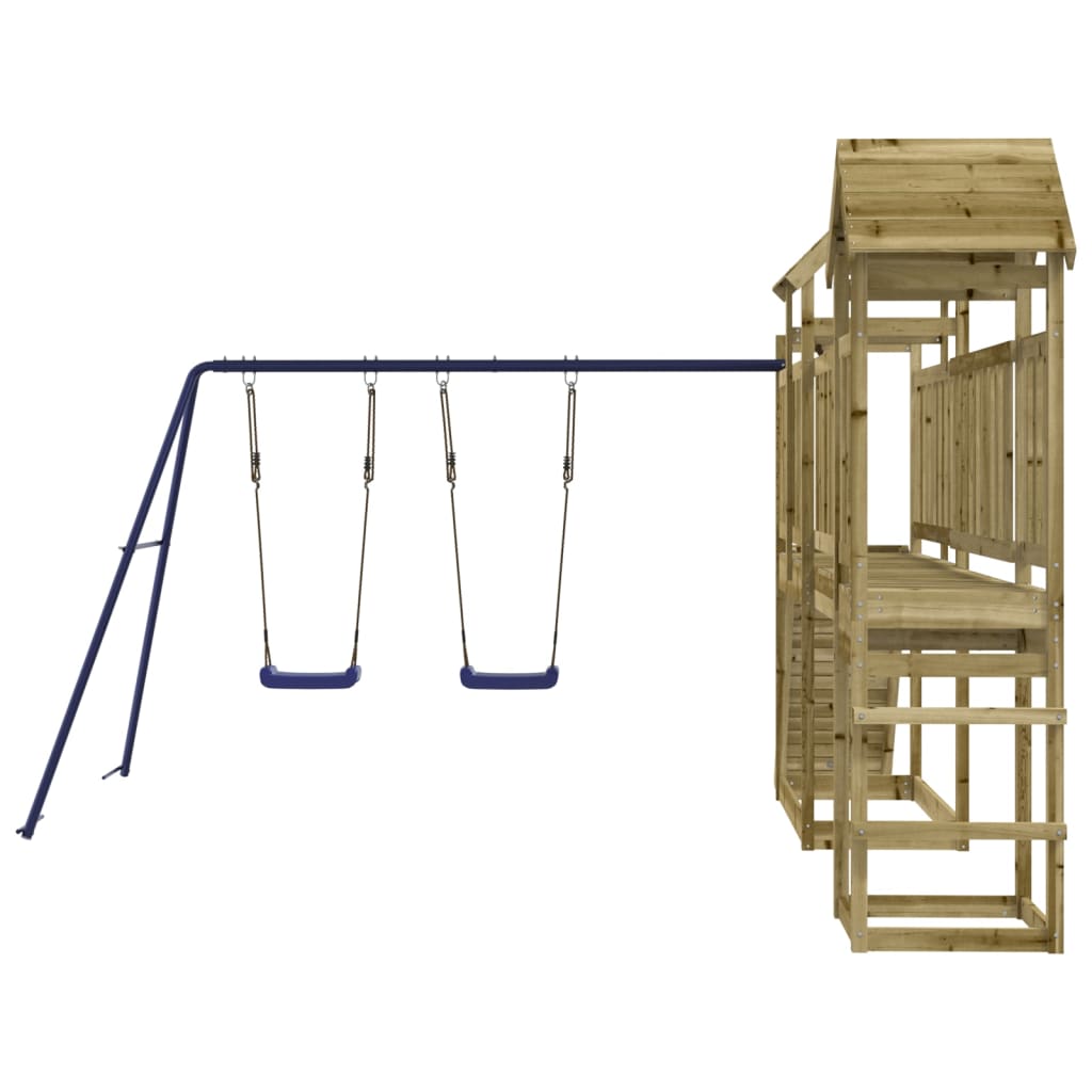Outdoor Playset Brown, Blue Impregnated pinewood, Polypropylene
