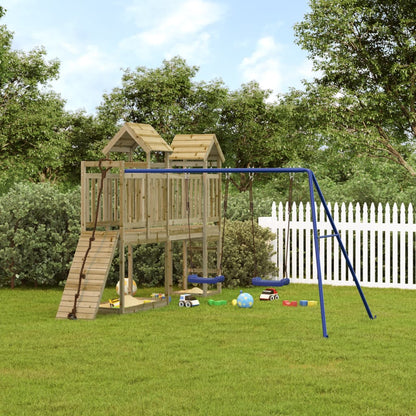 Outdoor Playset Brown, Blue Impregnated pinewood, Polypropylene