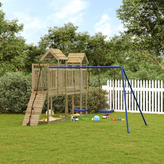 Outdoor Playset Brown, Blue Impregnated pinewood, Polypropylene