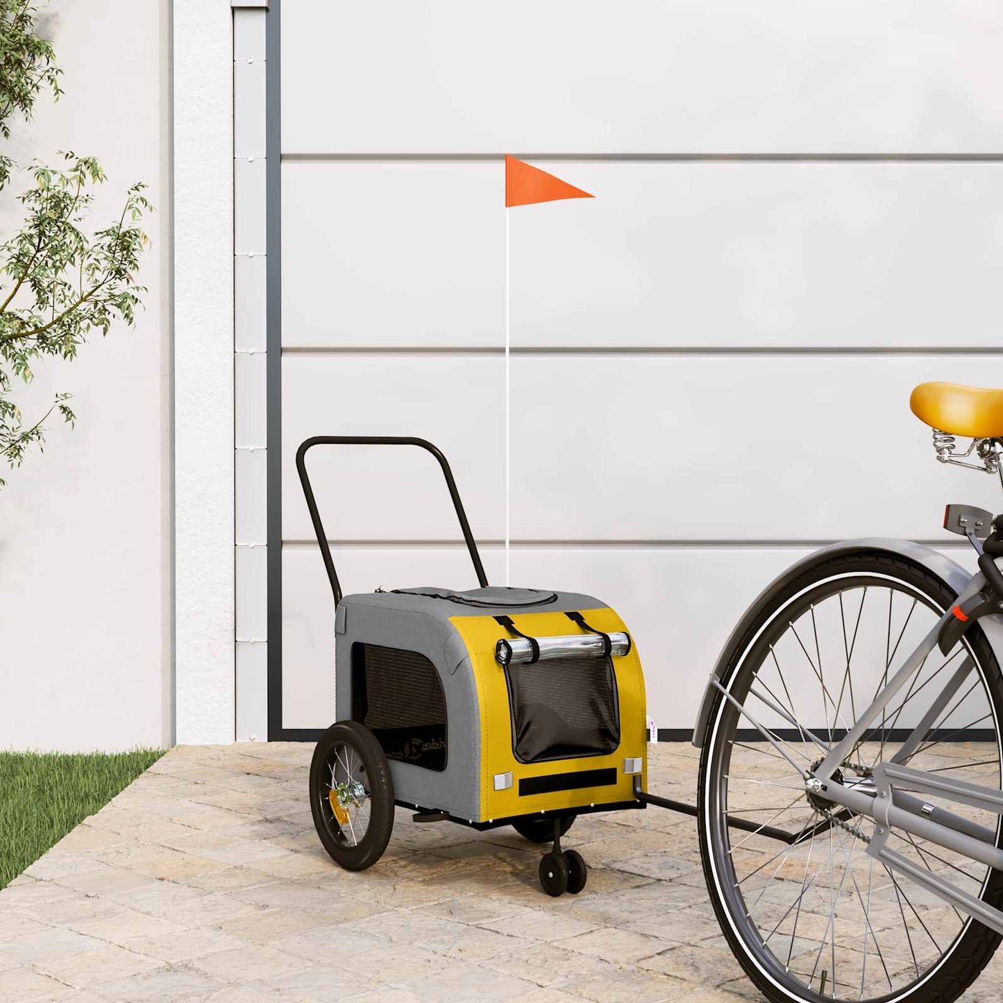 Pet Bike Trailer Yellow and Grey 49.21 x 20.87 x 21.26 in