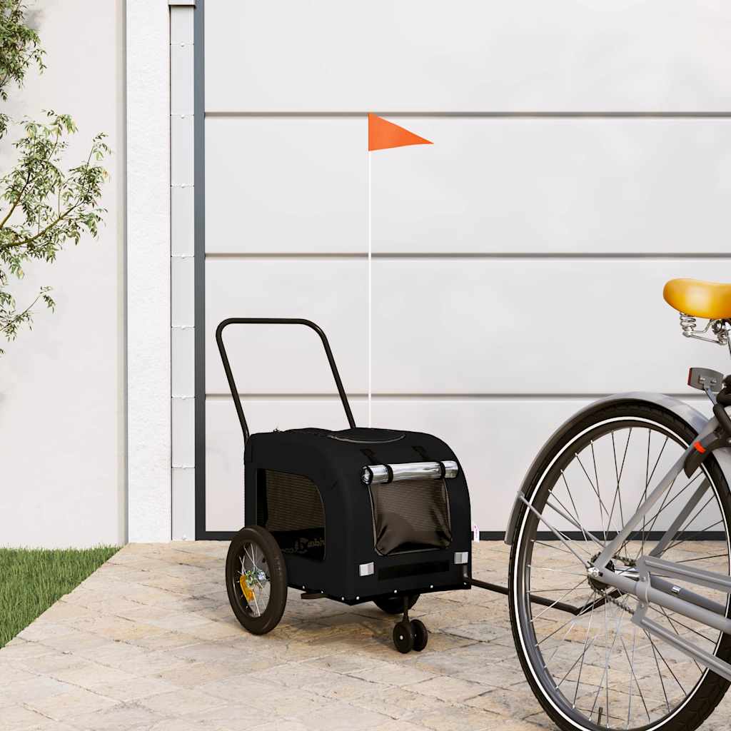 Pet Bike Trailer with Storage Black 49.02 x 25.00 x 20.87 in