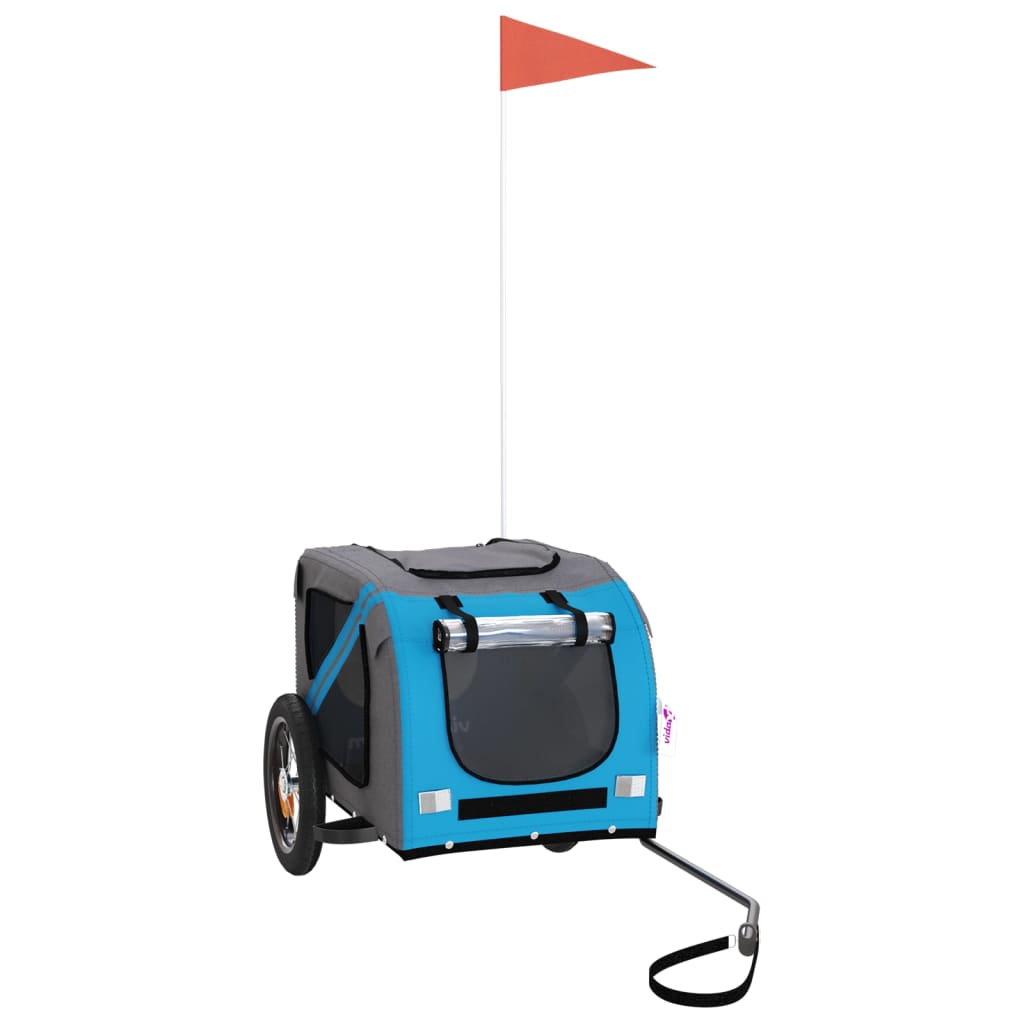 Pet Bike Trailer Blue, Grey Oxford Fabric, Iron, PVC Small Sturdy