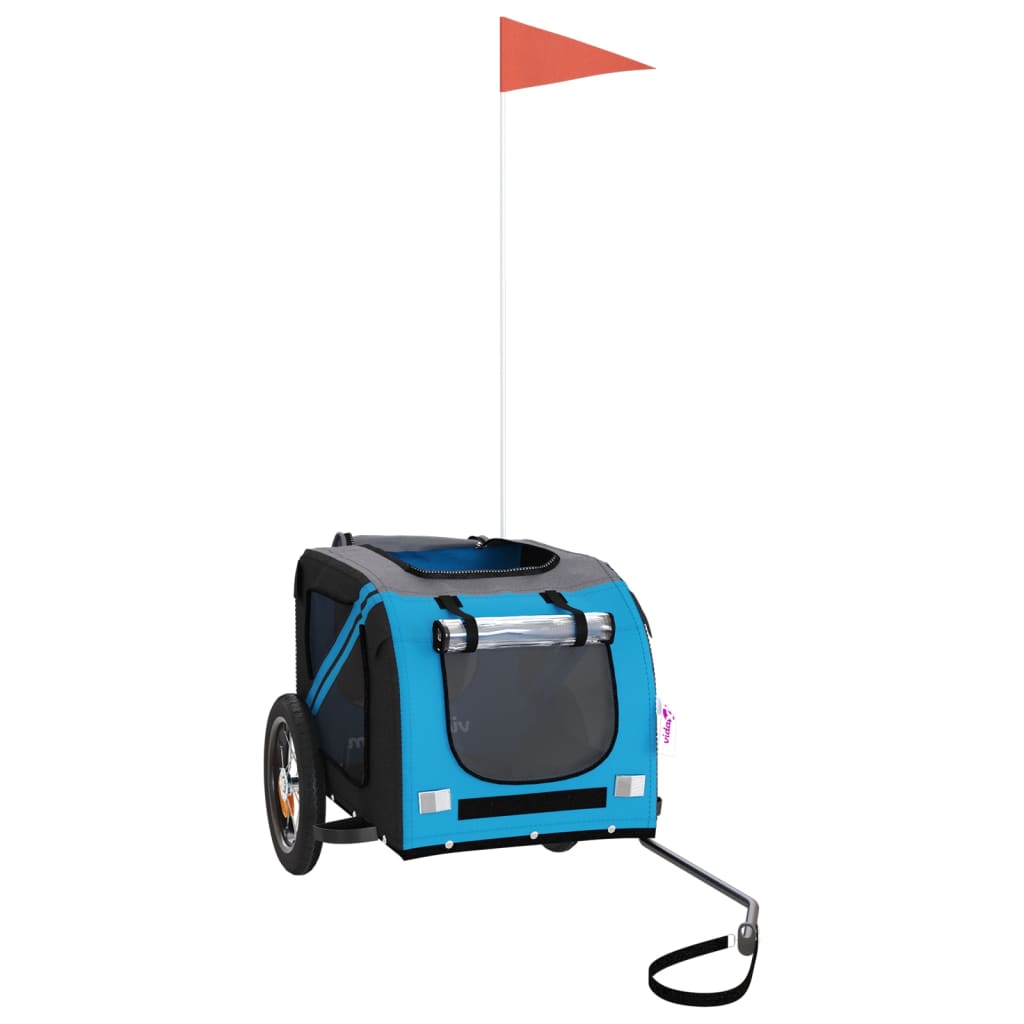 Pet Bike Trailer Blue, Grey Oxford Fabric, Iron, PVC Small Sturdy