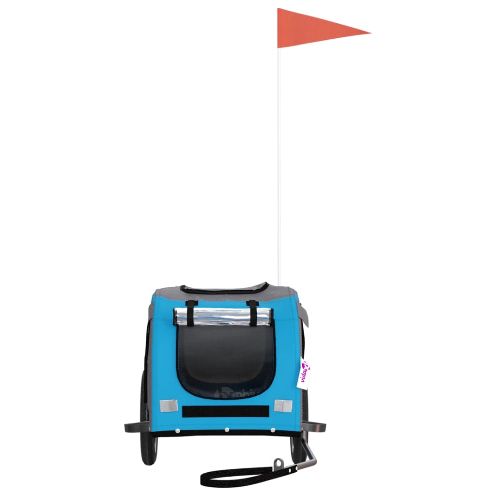Pet Bike Trailer Blue, Grey Oxford Fabric, Iron, PVC Small Sturdy
