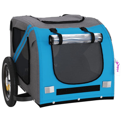 Pet Bike Trailer Blue, Grey Oxford Fabric, Iron, PVC Small Sturdy