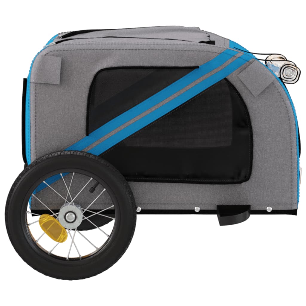 Pet Bike Trailer Blue, Grey Oxford Fabric, Iron, PVC Small Sturdy