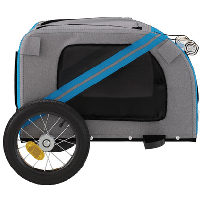 Pet Bike Trailer Blue, Grey Oxford Fabric, Iron, PVC Small Sturdy