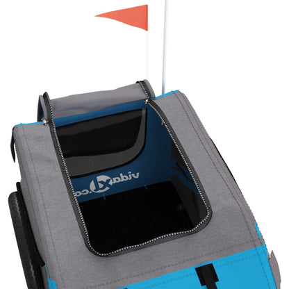 Pet Bike Trailer Blue, Grey Oxford Fabric, Iron, PVC Small Sturdy