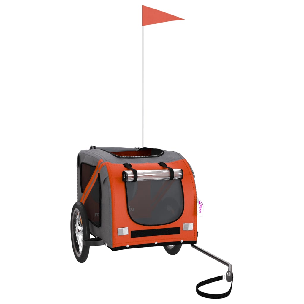 Pet Bike Trailer Orange and Gray Oxford Fabric and Iron