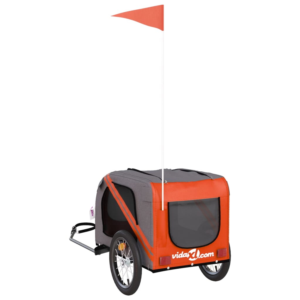 Pet Bike Trailer Orange and Gray Oxford Fabric and Iron