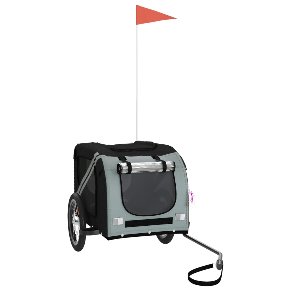 Pet Bike Trailer Black and Gray Oxford Fabric and Iron