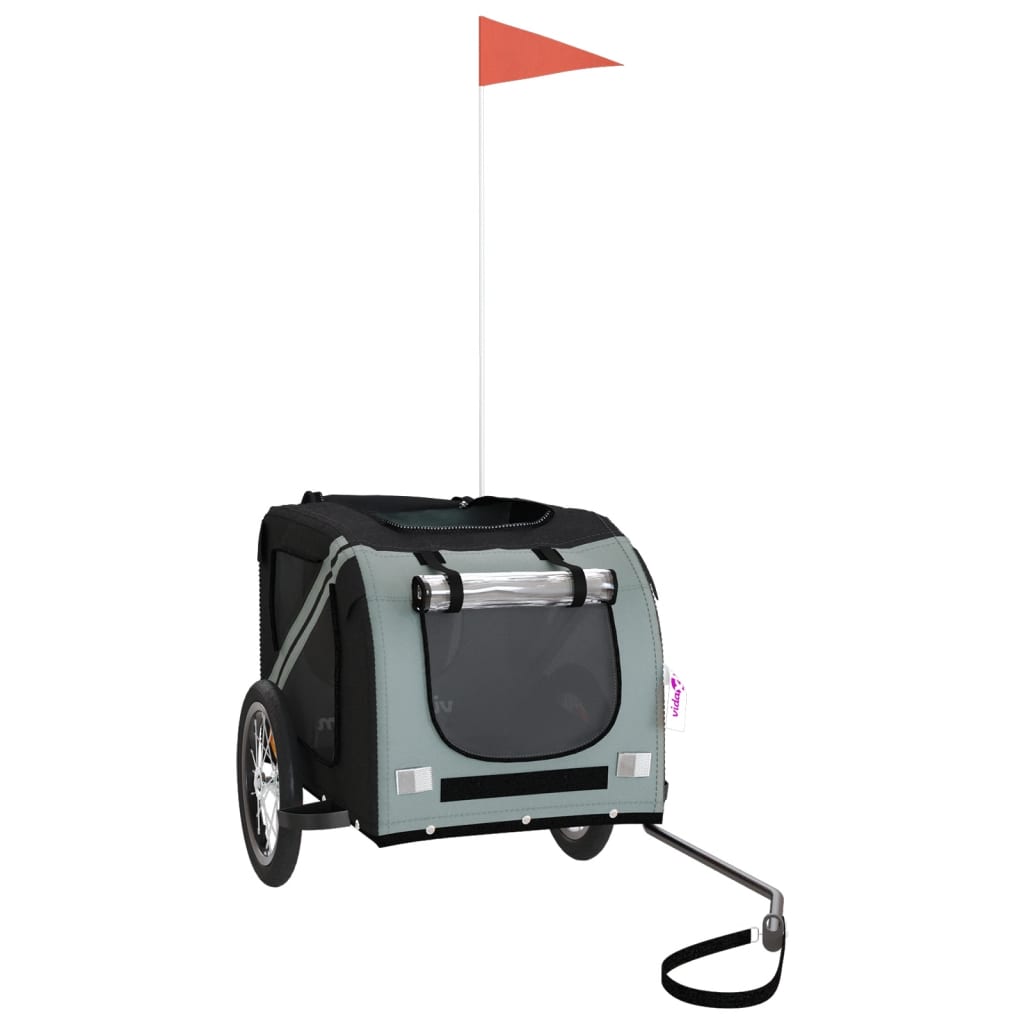 Pet Bike Trailer Black and Gray Oxford Fabric and Iron