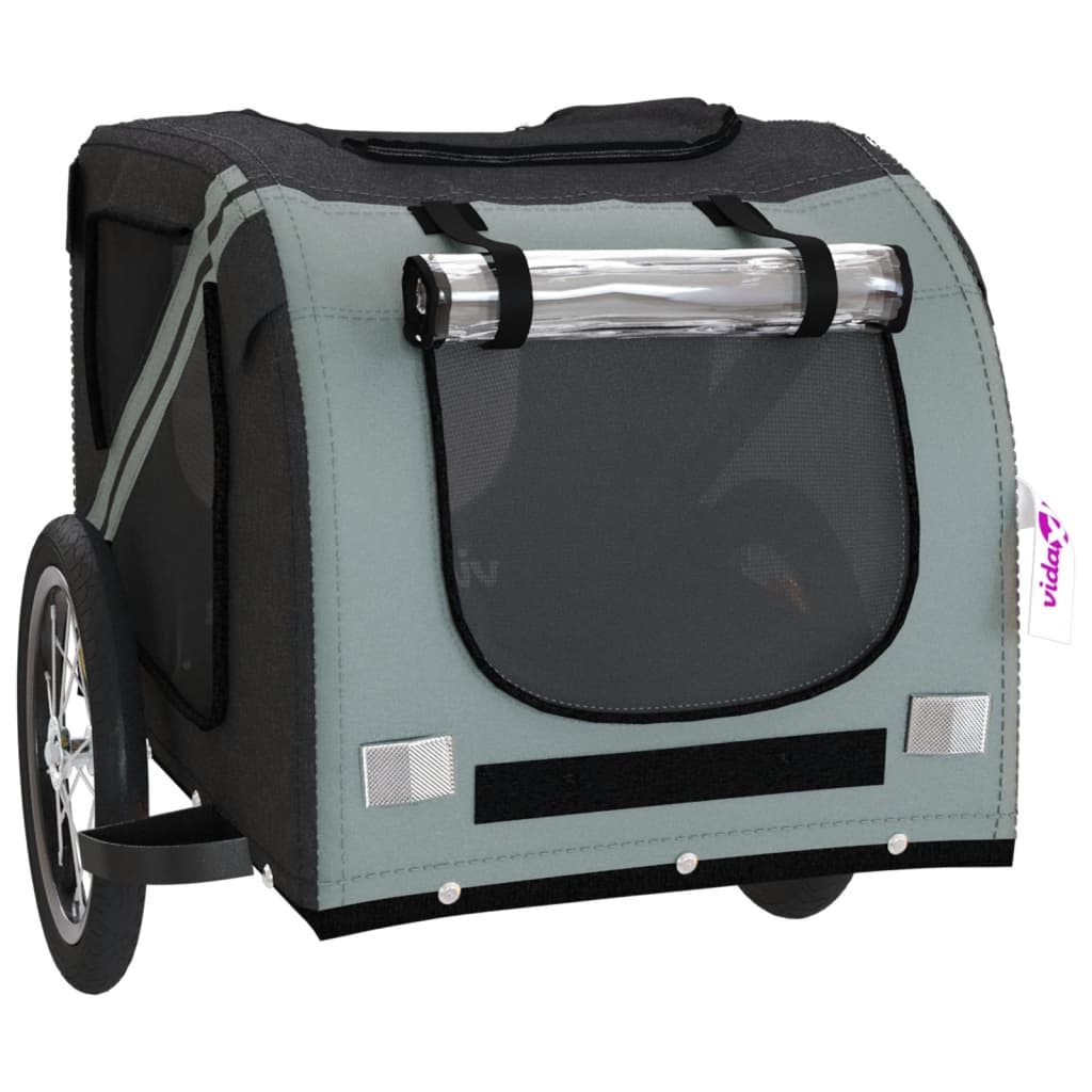 Pet Bike Trailer Black and Gray Oxford Fabric and Iron
