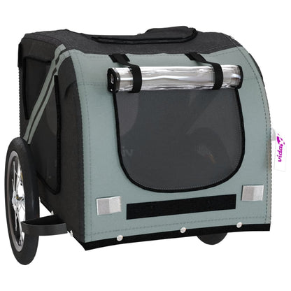 Pet Bike Trailer Black and Gray Oxford Fabric and Iron