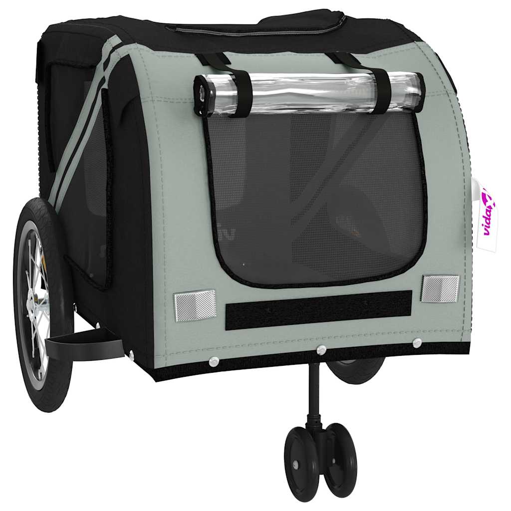 Pet Bike Trailer Grey and Black Oxford Fabric and Iron