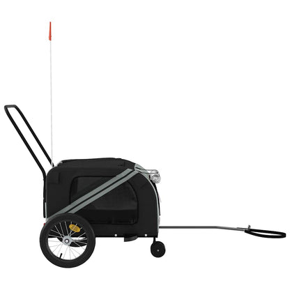 Pet Bike Trailer Grey and Black Oxford Fabric and Iron