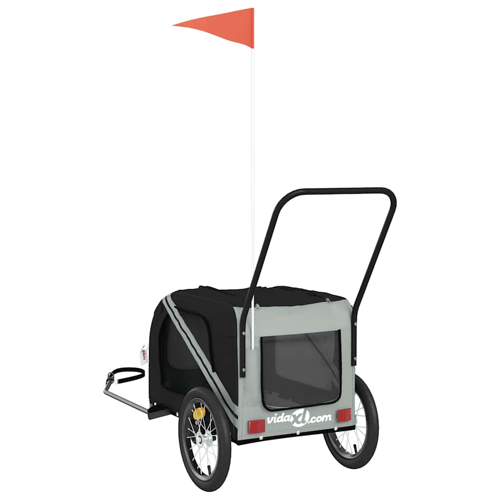 Pet Bike Trailer Grey and Black Oxford Fabric and Iron