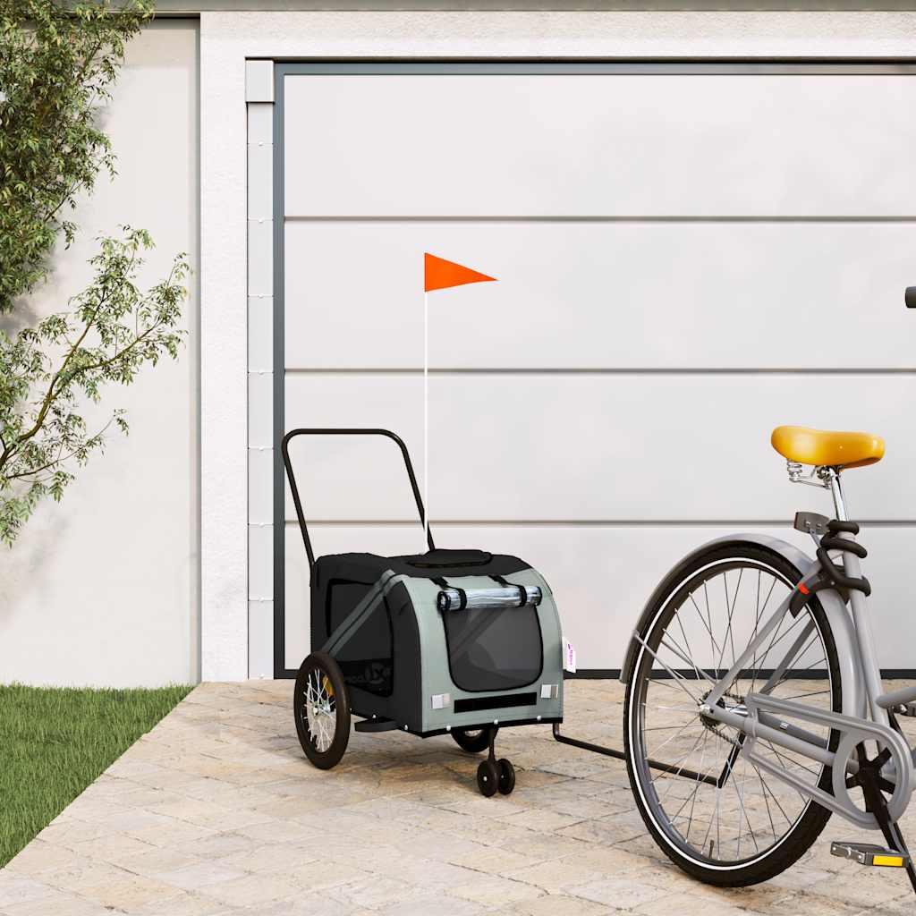Pet Bike Trailer Grey and Black Oxford Fabric and Iron