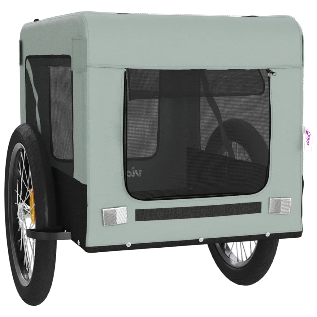 Pet Bike Trailer Grey and Black Oxford fabric, Iron, PVC One Size