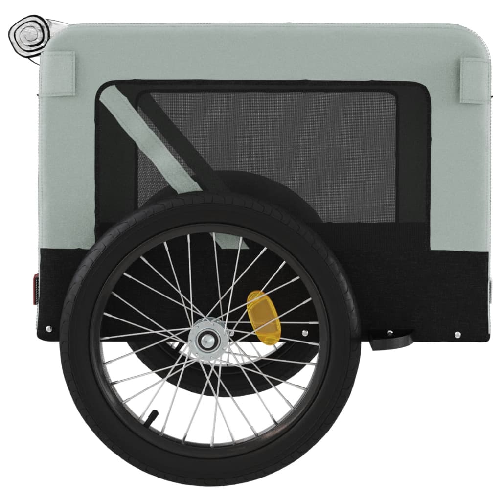 Pet Bike Trailer Grey and Black Oxford fabric, Iron, PVC One Size